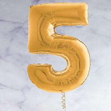 26" Gold Number Foil Balloon - 5