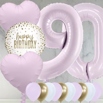 90th Birthday Lilac Foil Balloon Package
