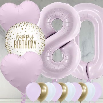 80th Birthday Lilac Foil Balloon Package