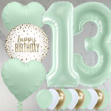 13th Birthday Mint Green Foil Balloon Package