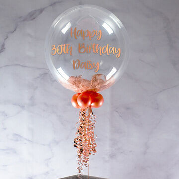 40th Birthday Personalised Feather Bubble Balloon
