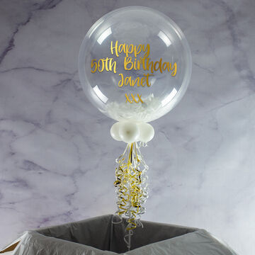 50th Birthday Personalised Feather Bubble Balloon