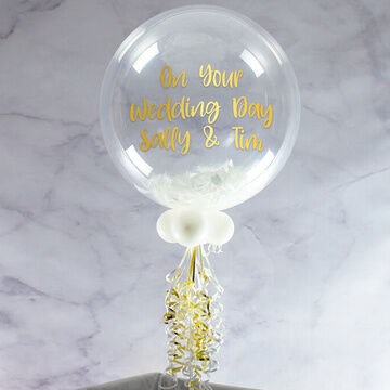 Wedding Day Personalised Feather Bubble Balloon