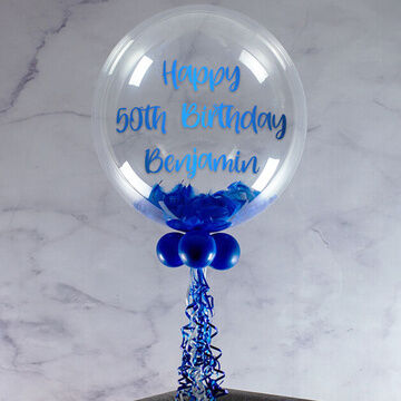 Good Luck Personalised Feather Bubble Balloon