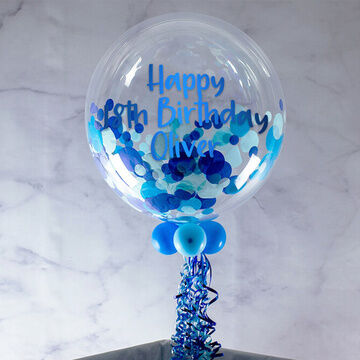 Personalised Blue Confetti Bubble Balloon