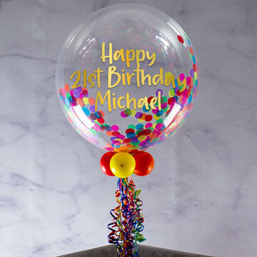 Personalised Rainbow Confetti Bubble Balloon