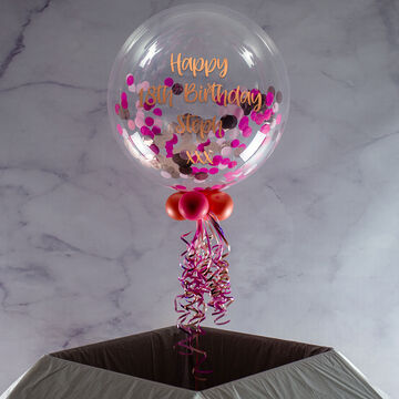 Personalised Rose Gold & Pink Confetti Bubble Balloon