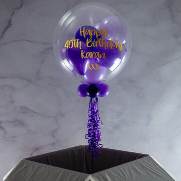Personalised Purple Balloon-Filled Bubble Balloon