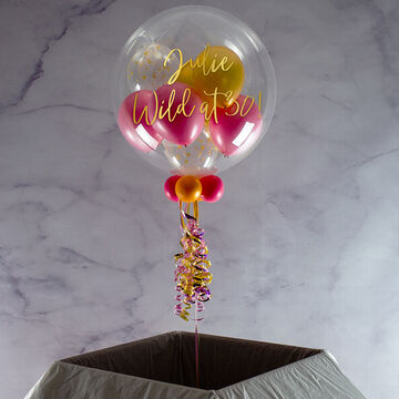 Personalised Pink & Gold Balloon-Filled Bubble Balloon