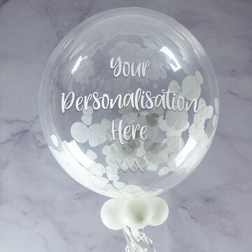 Personalised White Confetti Bubble Balloon