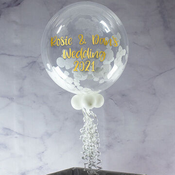 Personalised White Confetti Bubble Balloon