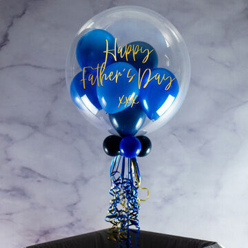 Personalised Dark Blue Father's Day Balloon-Filled Bubble Balloon