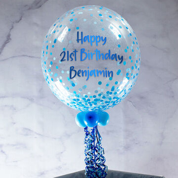 Personalised Blue 'Confetti Print' Bubble Balloon