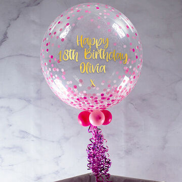 Personalised Pink 'Confetti Print' Bubble Balloon