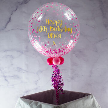 Happy Birthday Personalised Pink 'Confetti Print' Bubble Balloon