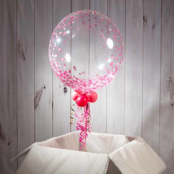 Christening / Baptism Personalised Pink 'Confetti Print' Bubble Balloon