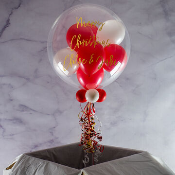 Personalised Candy Cane Balloon-Filled Bubble Balloon