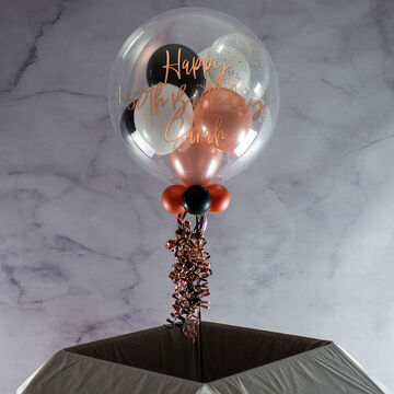 Personalised Rose Gold Glamour Balloon-Filled Bubble Balloon