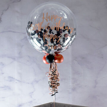 Personalised Rose Gold Glamour Confetti Bubble Balloon