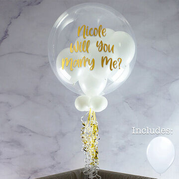 Personalised White Balloon-Filled Bubble Balloon