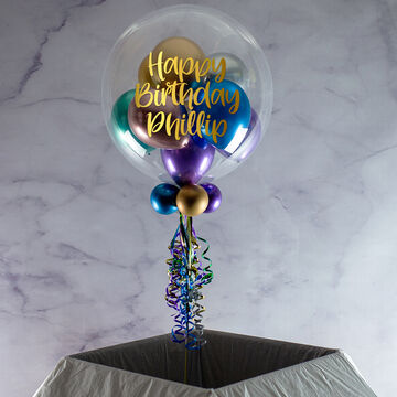 Personalised Satin Chrome Balloon-Filled Bubble Balloon