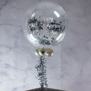 Personalised Silver 'Powderfetti' Bubble Balloon