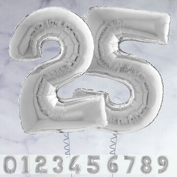 26" Silver Number Foil Balloons (0 - 9)