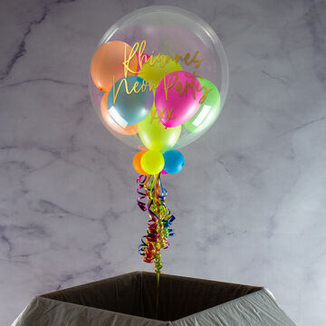 Personalised Neon Party Balloon-Filled Bubble Balloon