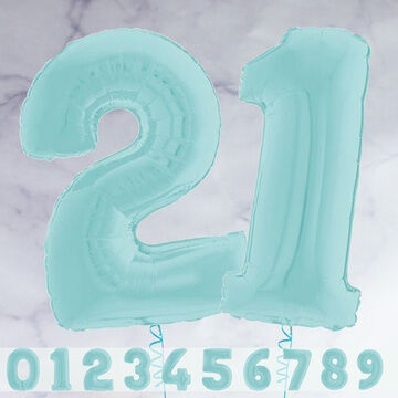 26" Pastel Blue Number Foil Balloons (0 - 9)