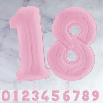 26" Pastel Pink Number Foil Balloons (0 - 9)