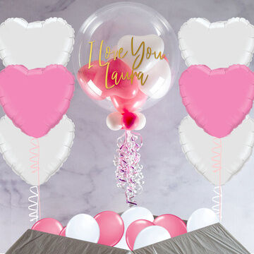 Pink & White Hearts Balloon Package
