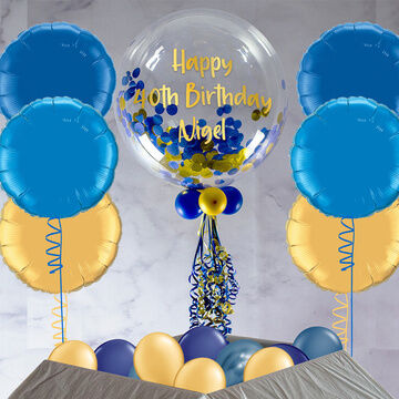 Navy Blue & Gold Confetti Balloon Package