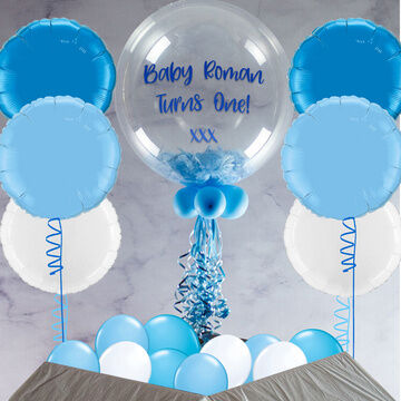 Baby Blue Feathers Balloon Package