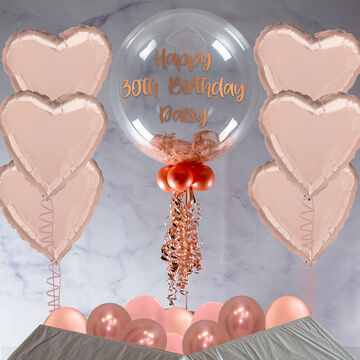 Rose Gold Feathers Balloon Package