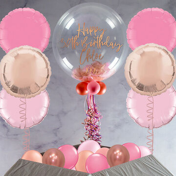 Rose Gold & Pink Feathers Balloon Package