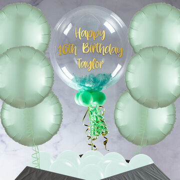 Mint Green Feathers Balloon Package