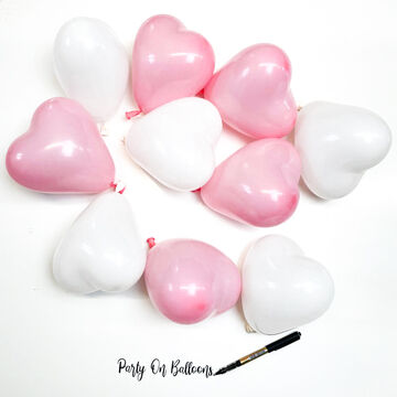 5" Pink & White Hearts Scatter Balloons (Pack of 10)
