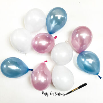 5" Pink, Blue & White Scatter Balloons (Pack of 10)