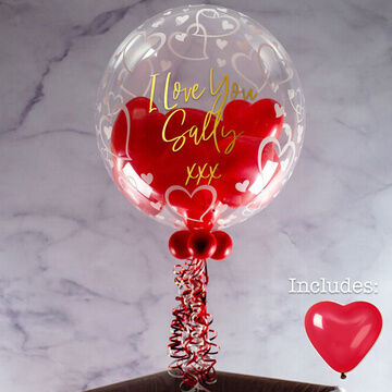 Heart Print Personalised Heart-Filled Bubble Balloon
