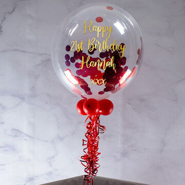 Personalised Red Confetti Bubble Balloon