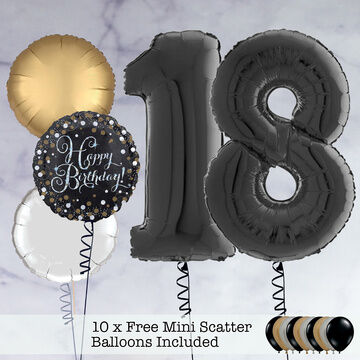 18th Birthday Black Foil Balloon Package