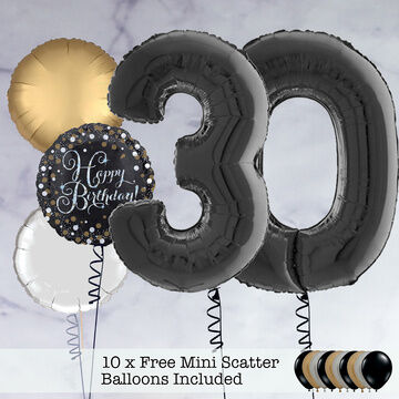 30th Birthday Black Foil Balloon Package