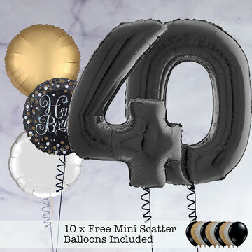 40th Birthday Black Foil Balloon Package