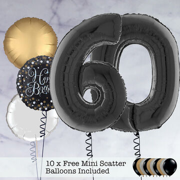 60th Birthday Black Foil Balloon Package