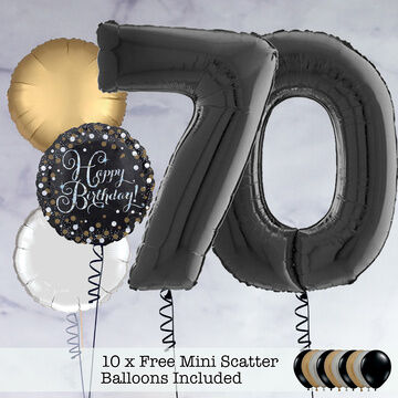70th Birthday Black Foil Balloon Package