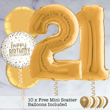 21st Birthday Gold Foil Balloon Package