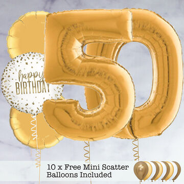 50th Birthday Gold Foil Balloon Package