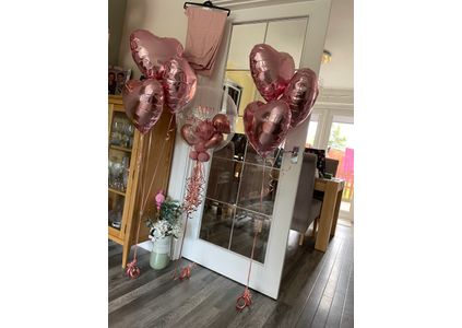 Customer image of Rose Gold Hearts Balloon Package