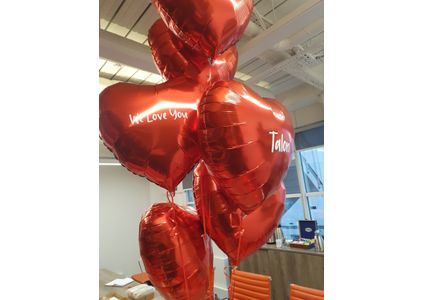 Customer image of Half Dozen Inflated Red Heart Foil Balloons