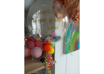 Customer image of Personalised Rainbow Feathers Bubble Balloon